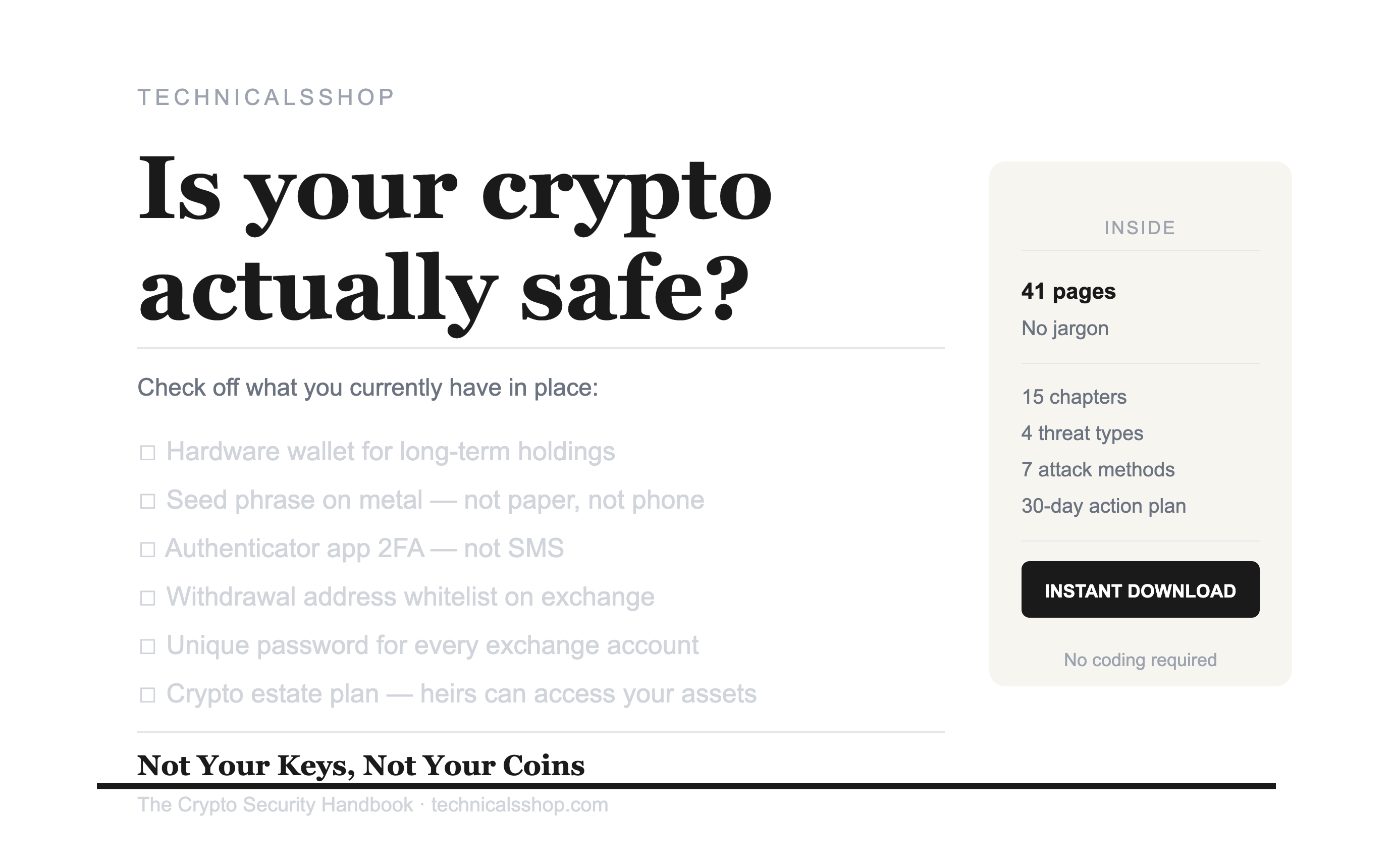 Not Your Keys, Not Your Coins The Crypto Security Handbook