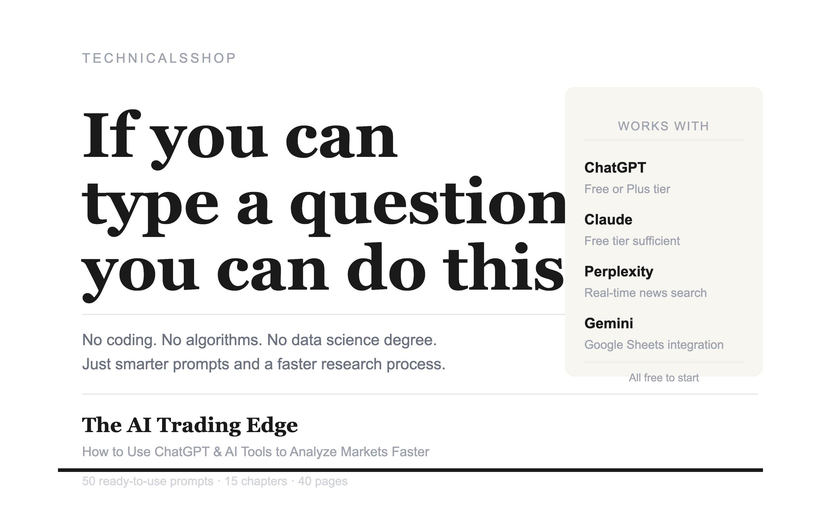 The AI Trading Edge — How to Use ChatGPT & AI Tools to Analyze Markets Faster (50 Prompts Included)